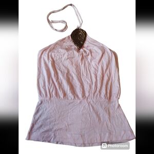 Vintage Y2K 2000s Halter Top Pink with Leaf Detail